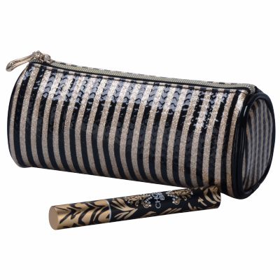 Stripe Cylinder Cosmetic Bag Monogrammed